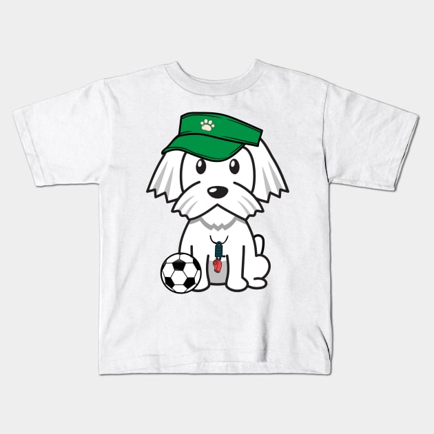 Funny white dog is a soccer coach Kids T-Shirt by Pet Station